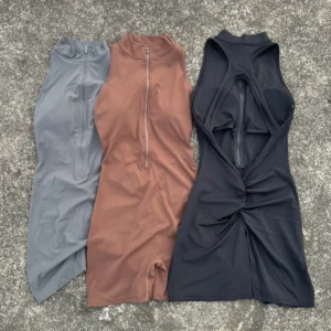 Scrunch Back Waist Tight Yoga Jumpsuit Shorts Set